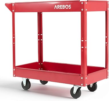 Arebos Werkstatt-Rollwagen | Montagewagen mit 2 Ablagefächern