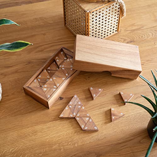 LOGOPLAY Tridomino - Dreieck-Domino - Legespiel - Gesellschaftsspiel aus Holz mit weißen Zahlen