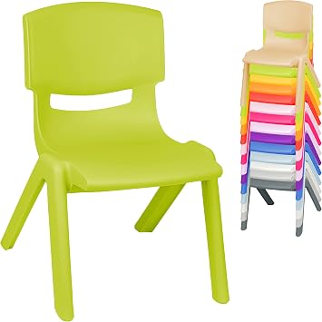 alles-meine.de GmbH 4 Stück - Kinderstühle/Stühle - Farbwahl - bunter Farb-Mix - Plastik - bis 100 kg belastbar/kippsicher - für INNEN & AUßEN - 0-99 Jahre - stapelbar - Ga..