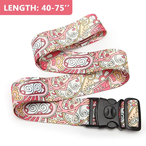 2 Stück Koffergurt, Kofferband Einstellbare, Personalisierter Gepäckgurt mit Verschließbarer Schnalle für Koffer Gürtel Reisetasche (Pinke Blume)