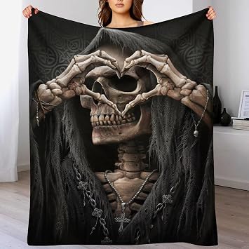 Gothic, Skelett Kuscheldecke Couchdecke Decke Aus Flannel - Tagesdecke Wohndecken Für Sofa, Couch Oder Als Bettüberwurf - Waschbare Decke（100×130cm）