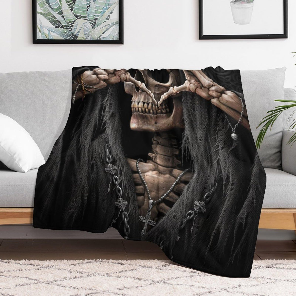 Gothic, Skelett Kuscheldecke Couchdecke Decke Aus Flannel - Tagesdecke Wohndecken Für Sofa, Couch Oder Als Bettüberwurf - Waschbare Decke（100×130cm）