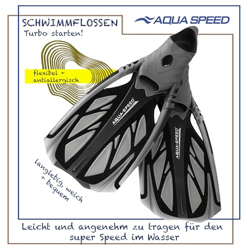 Aqua Speed Schnorchelflossen lang Erwachsene I Taucherflossen für Damen & Herren I Flossen Schnorcheln I Tauchflossen I Schwimmflossen | Swimming Flippers I Swim Fins I Schwimmbad I INOX