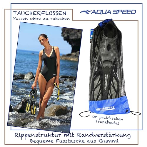 Aqua Speed Schnorchelflossen lang Erwachsene I Taucherflossen für Damen & Herren I Flossen Schnorcheln I Tauchflossen I Schwimmflossen | Swimming Flippers I Swim Fins I Schwimmbad I INOX
