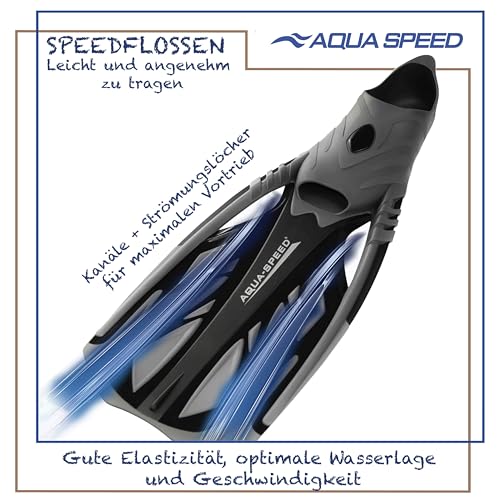 Aqua Speed Schnorchelflossen lang Erwachsene I Taucherflossen für Damen & Herren I Flossen Schnorcheln I Tauchflossen I Schwimmflossen | Swimming Flippers I Swim Fins I Schwimmbad I INOX
