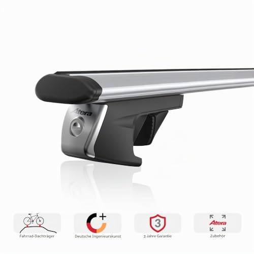 Atera 048222 PKW Dachträger Signo RT - Alu Aero Profil silber - für Autos mit aufliegender Dachreling - 122 cm