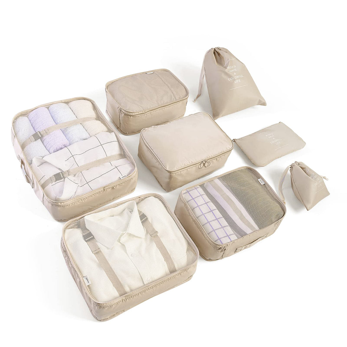 BillyBath 8-teiliges Koffer Organizer Set & Packwürfel