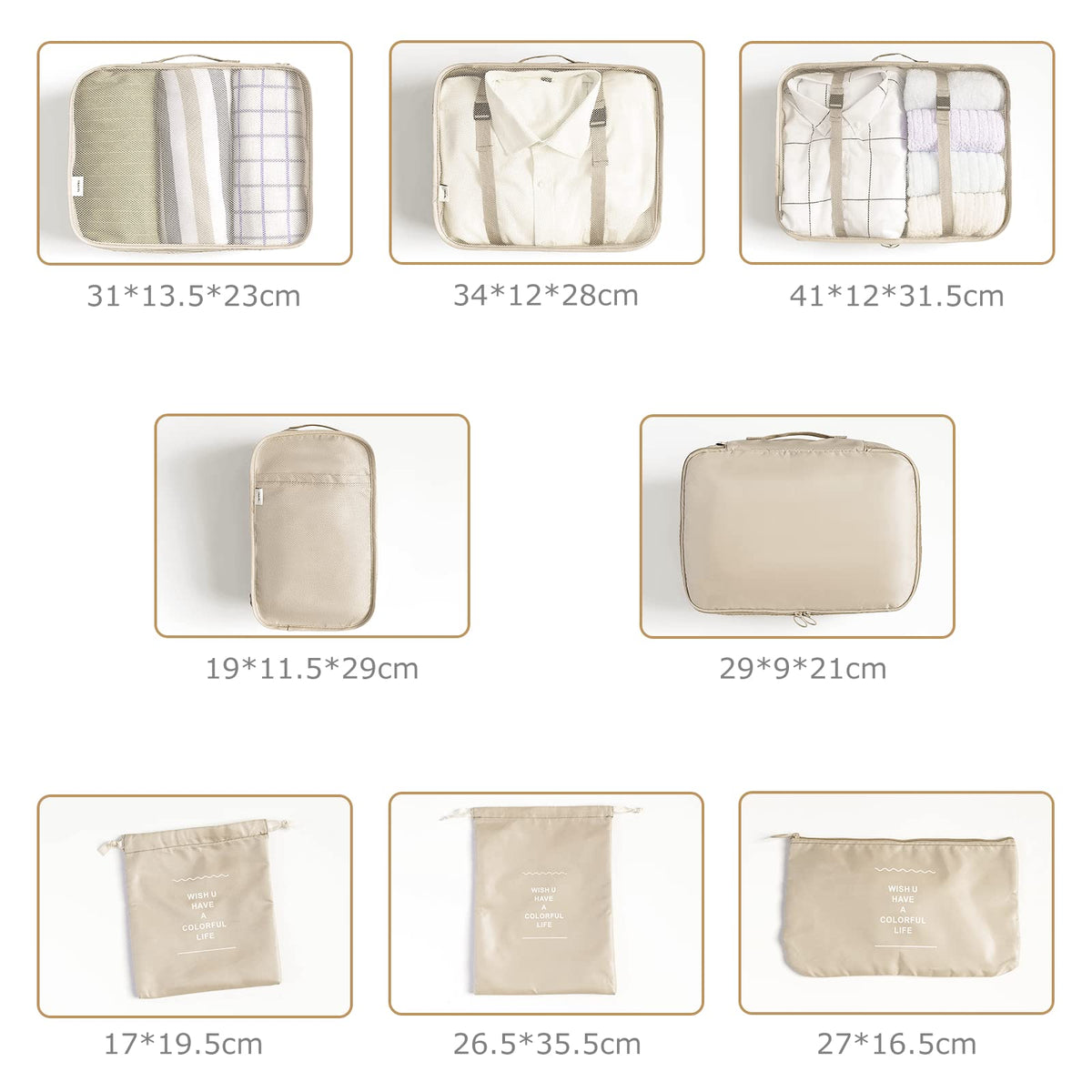 BillyBath 8-teiliges Koffer Organizer Set & Packwürfel
