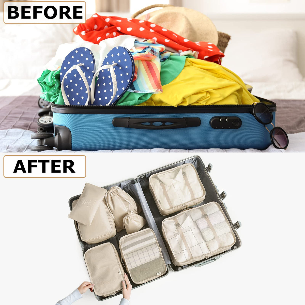 BillyBath 8-teiliges Koffer Organizer Set & Packwürfel