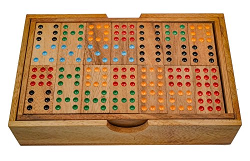 LOGOPLAY Domino Doppel 9 - Legespiel - Gesellschaftsspiel aus Holz mit 56 Spielsteinen