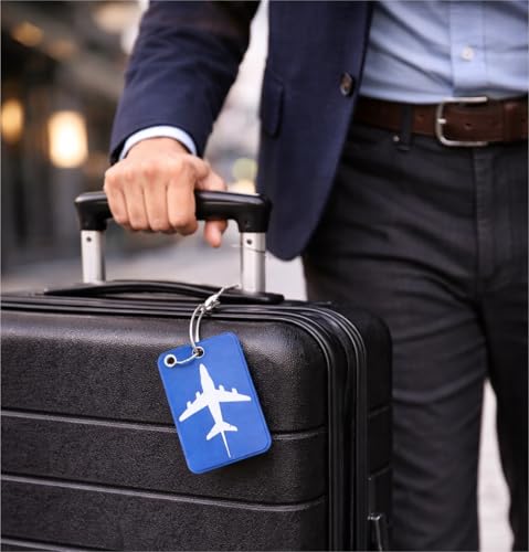 XXL Set 4X Kofferband & 4X Kofferanhänger - Koffergurt besonders auffällig - Gurtband inkl. Namensschild für Koffer & Gepäck - Luggage Strape