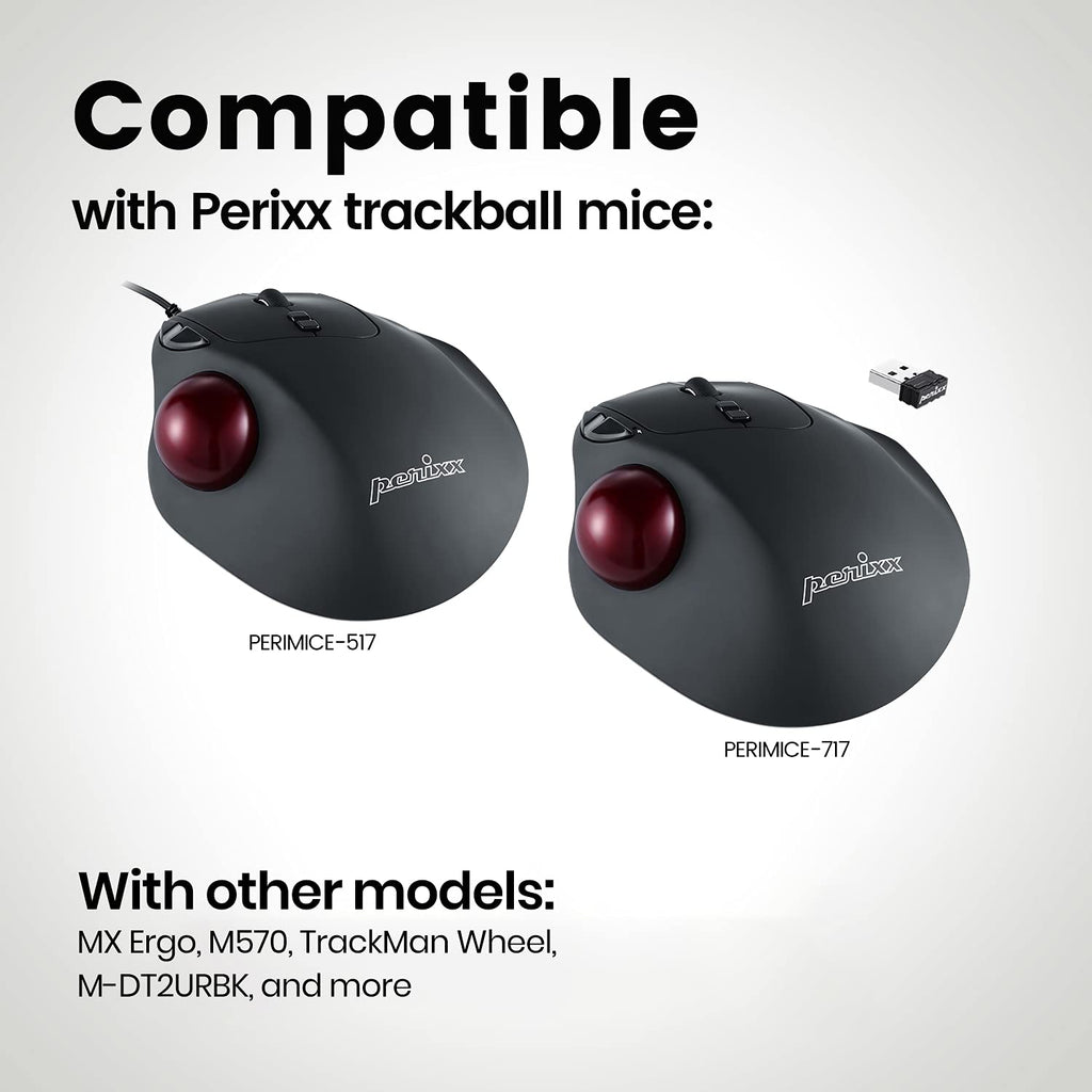 Perixx 18021 PERIPRO-303 Glänzender Trackball - Kompatibel als Ersatz für M570, 34 mm