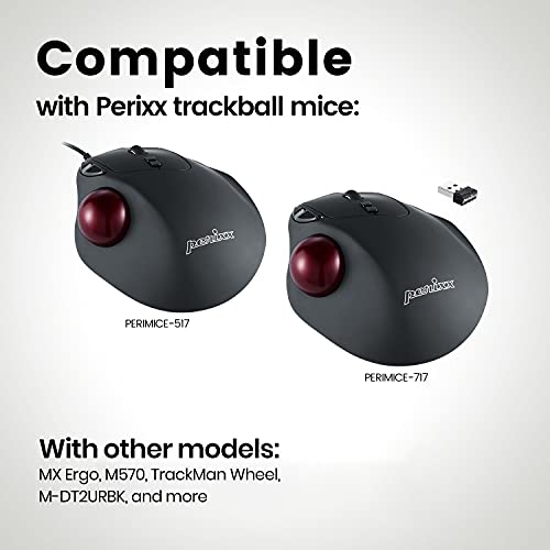 Perixx 18021 PERIPRO-303 Glänzender Trackball - Kompatibel als Ersatz für M570, 34 mm