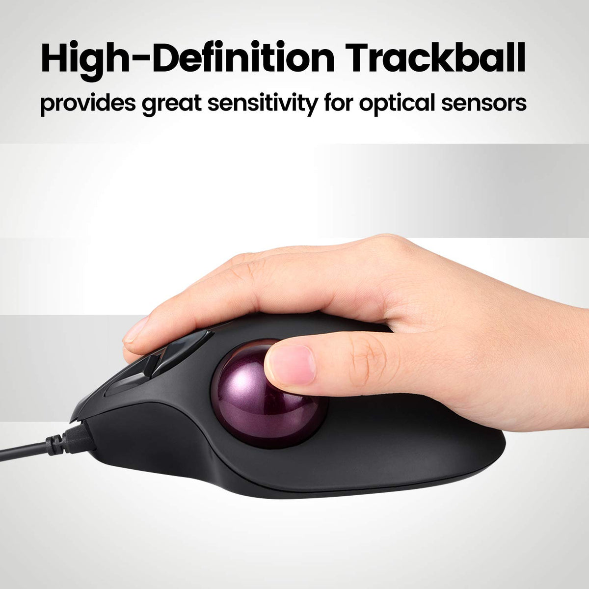 Perixx 18021 PERIPRO-303 Glänzender Trackball - Kompatibel als Ersatz für M570, 34 mm