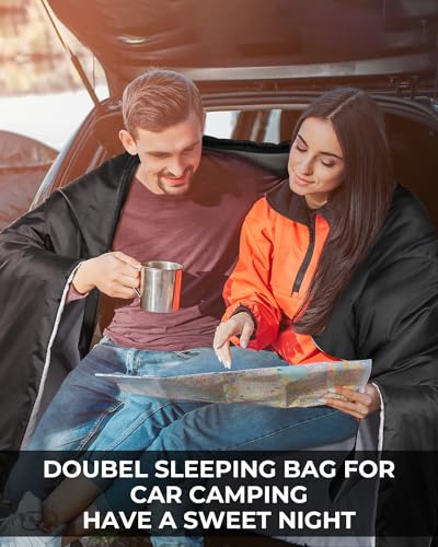 Ohuhu Doppelschlafsack, Schlafsack 2 Personen 220x150cm mit 2 Kissen