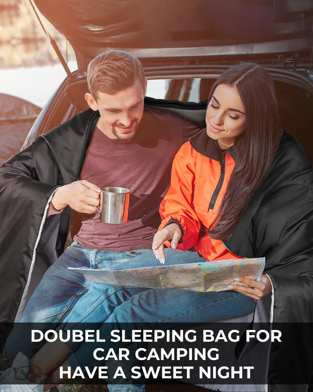 Ohuhu Doppelschlafsack, Schlafsack 2 Personen 220x150cm mit 2 Kissen