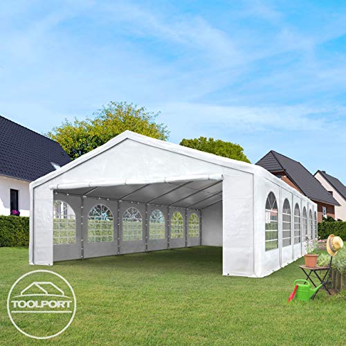 TOOLPORT Hochwertiges Partyzelt 4x6 m Pavillon Zelt PE Plane 450 N Gartenzelt Festzelt Wasserdicht weiß