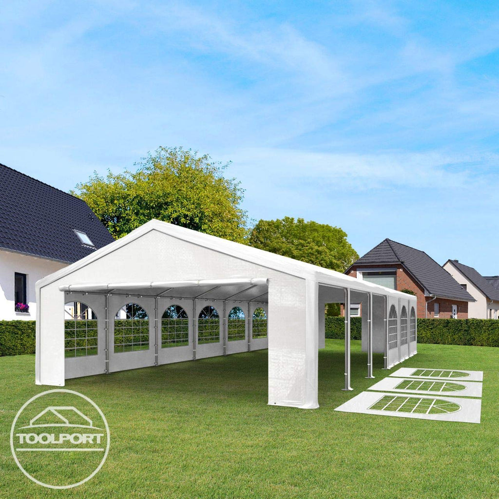 TOOLPORT Hochwertiges Partyzelt 4x6 m Pavillon Zelt PE Plane 450 N Gartenzelt Festzelt Wasserdicht weiß