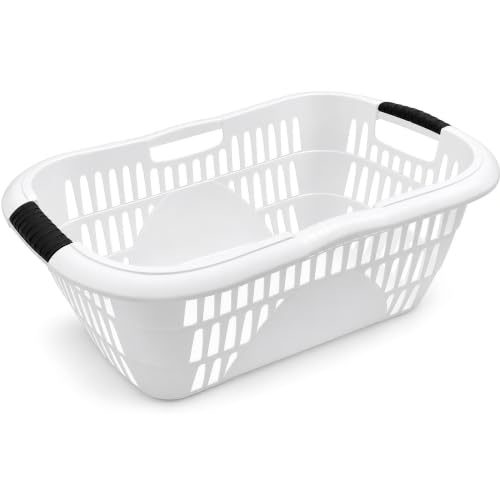 HRB Wäschekorb Plastik weiß, 40L, 59,5 x 40 x 23 cm