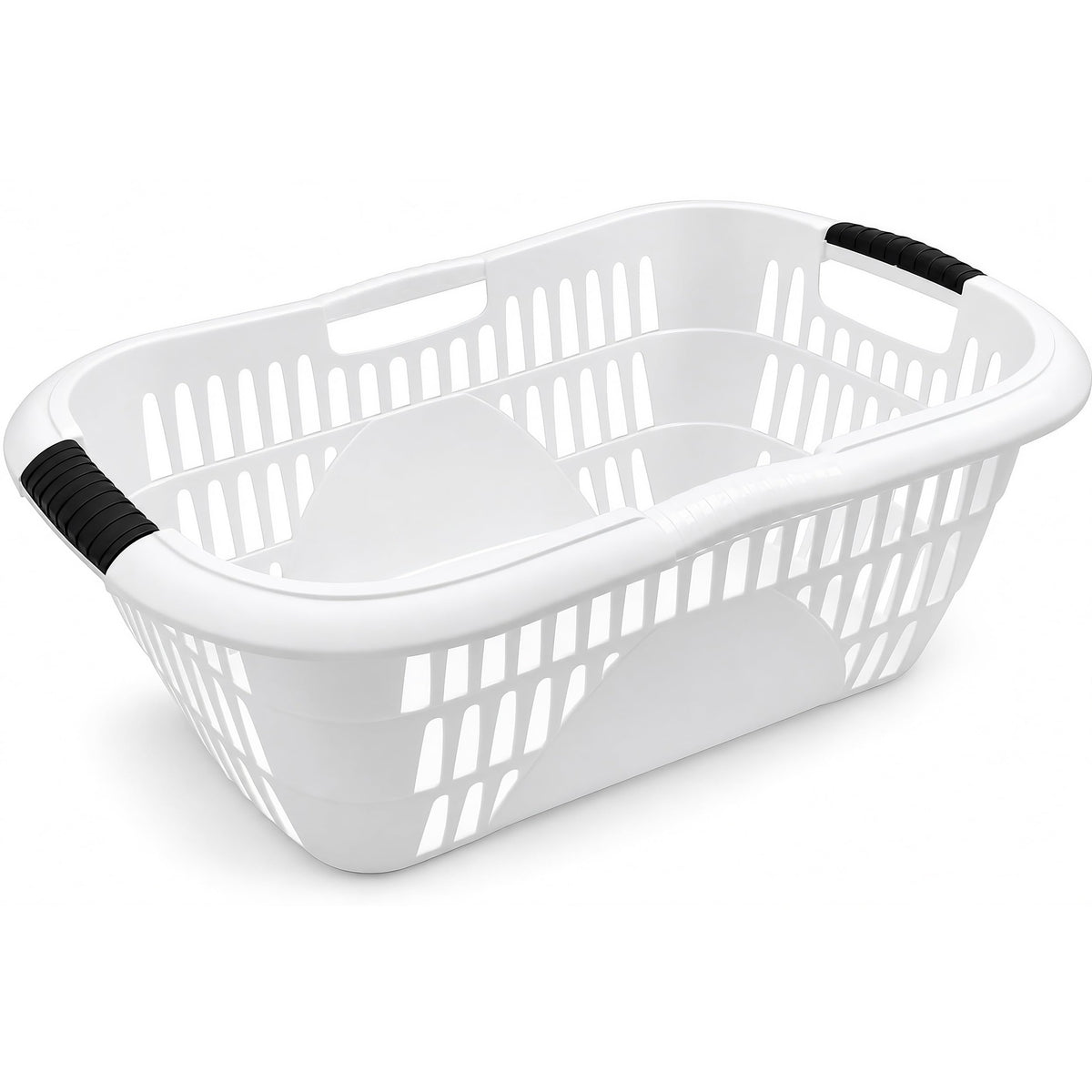 HRB Wäschekorb Plastik weiß, 40L, 59,5 x 40 x 23 cm