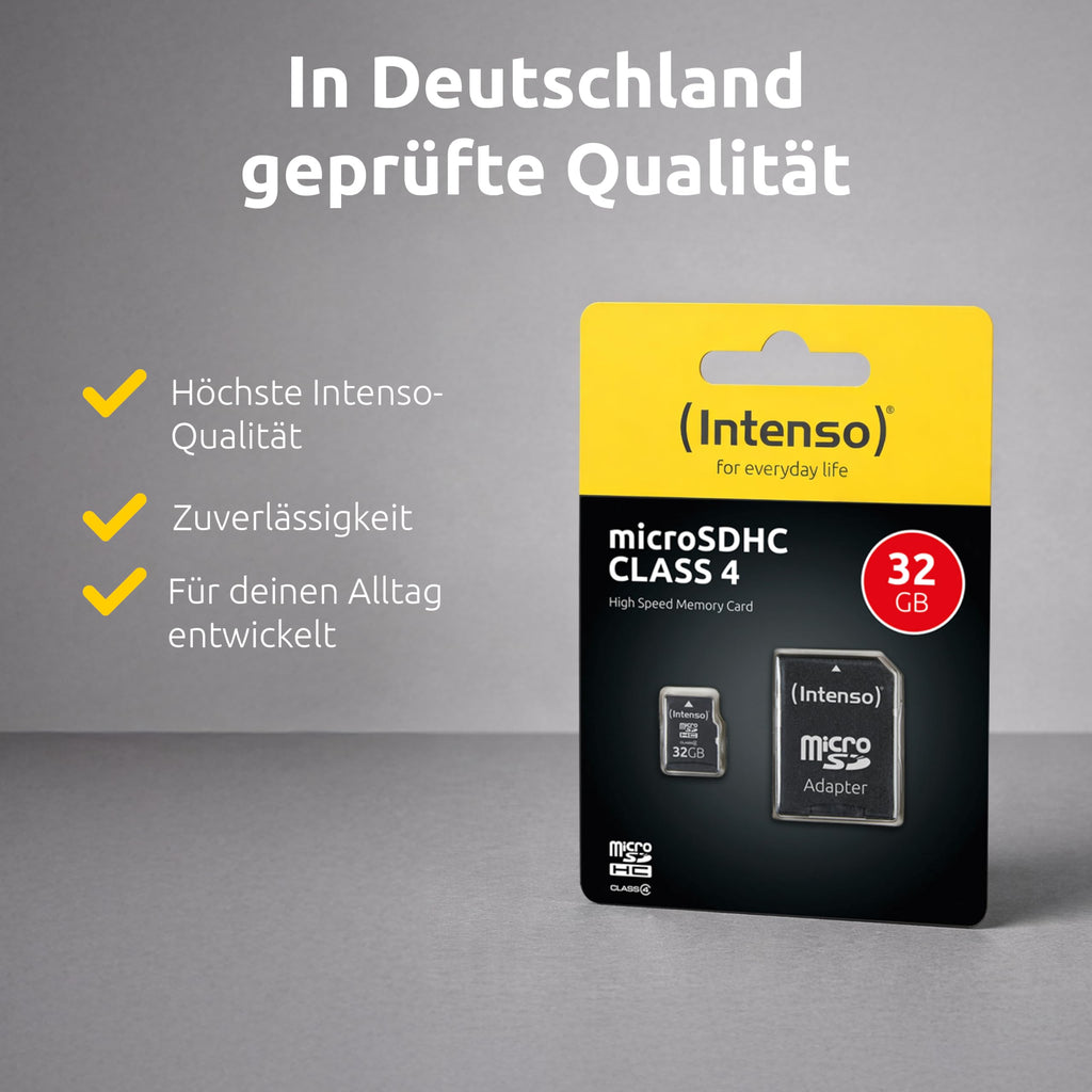 Intenso microSDHC 32GB Class 4 Speicherkarte inkl. SD-Adapter, schwarz