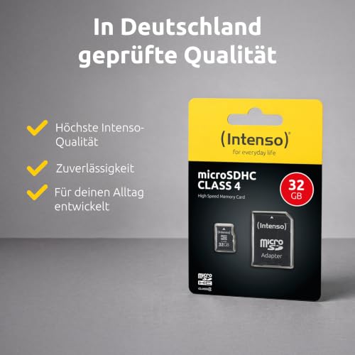 Intenso microSDHC 32GB Class 4 Speicherkarte inkl. SD-Adapter, schwarz