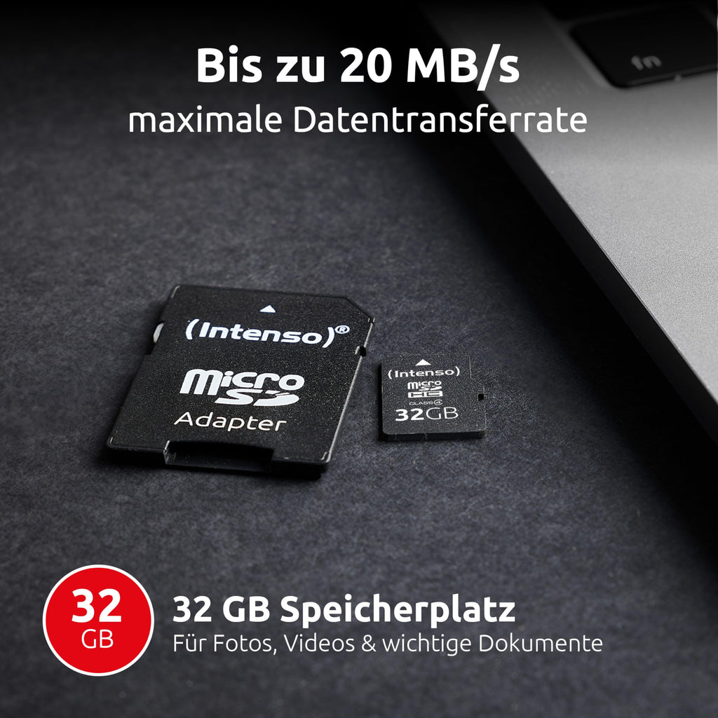 Intenso microSDHC 32GB Class 4 Speicherkarte inkl. SD-Adapter, schwarz