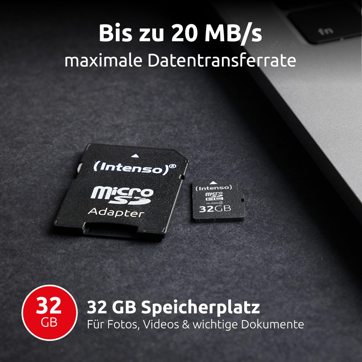 Intenso microSDHC 32GB Class 4 Speicherkarte inkl. SD-Adapter, schwarz