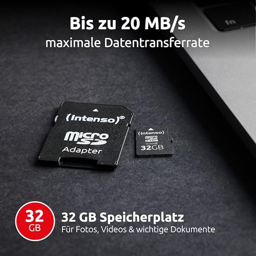 Intenso microSDHC 32GB Class 4 Speicherkarte inkl. SD-Adapter, schwarz