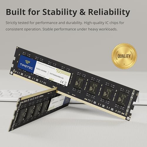 Timetec 8 GB DDR3L / DDR3L-1600 PC3L-12800 / PC3-12800 (PC3-12800U) Nicht-ECC ungepuffert 1,35 V / 1,5 V CL11 2Rx8 Dual Rank 240 Pin UDIMM Desktop-PC-Computerspeicher RAM Modul Upgrade (8 GB)