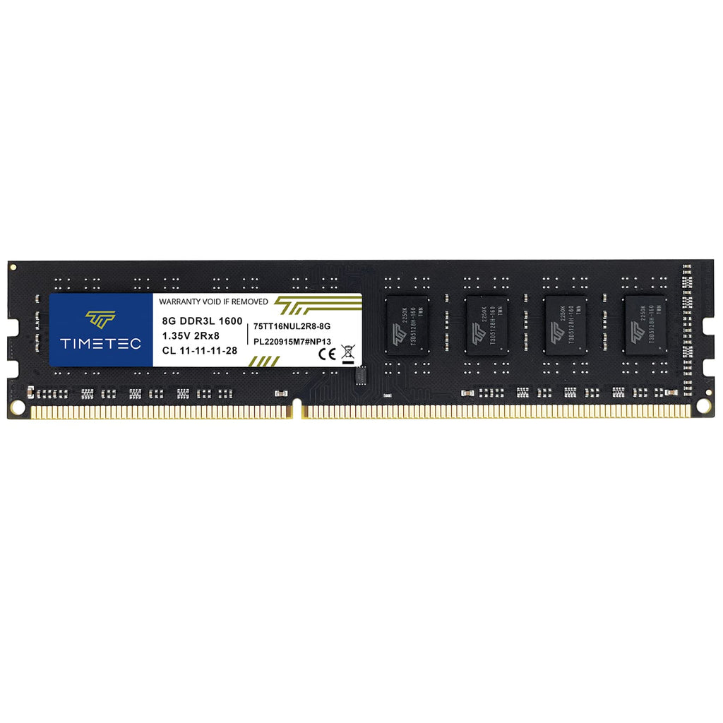 Timetec 8 GB DDR3L / DDR3L-1600 PC3L-12800 / PC3-12800 (PC3-12800U) Nicht-ECC ungepuffert 1,35 V / 1,5 V CL11 2Rx8 Dual Rank 240 Pin UDIMM Desktop-PC-Computerspeicher RAM Modul Upgrade (8 GB)