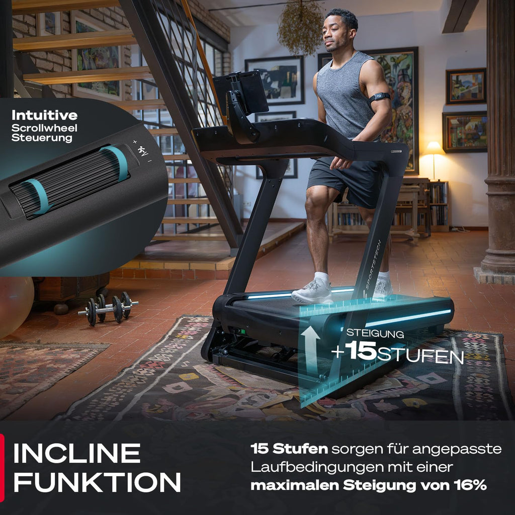 Sportstech, Laufband für Zuhause klappbar + bis zu 20 km/h sTread Lite
