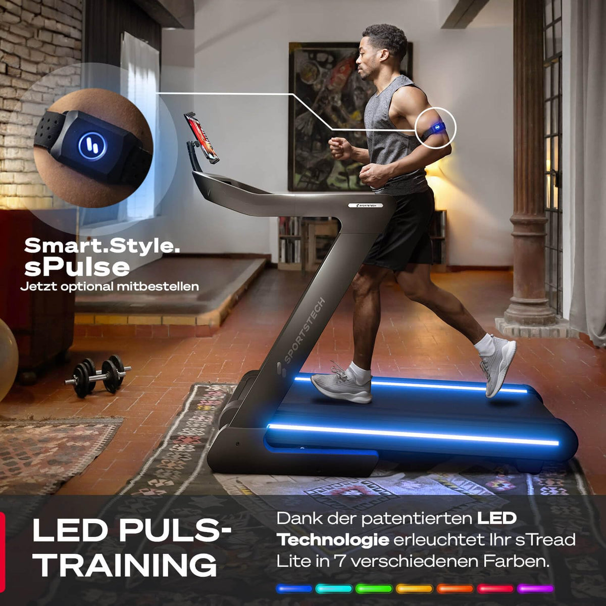 Sportstech, Laufband für Zuhause klappbar + bis zu 20 km/h sTread Lite