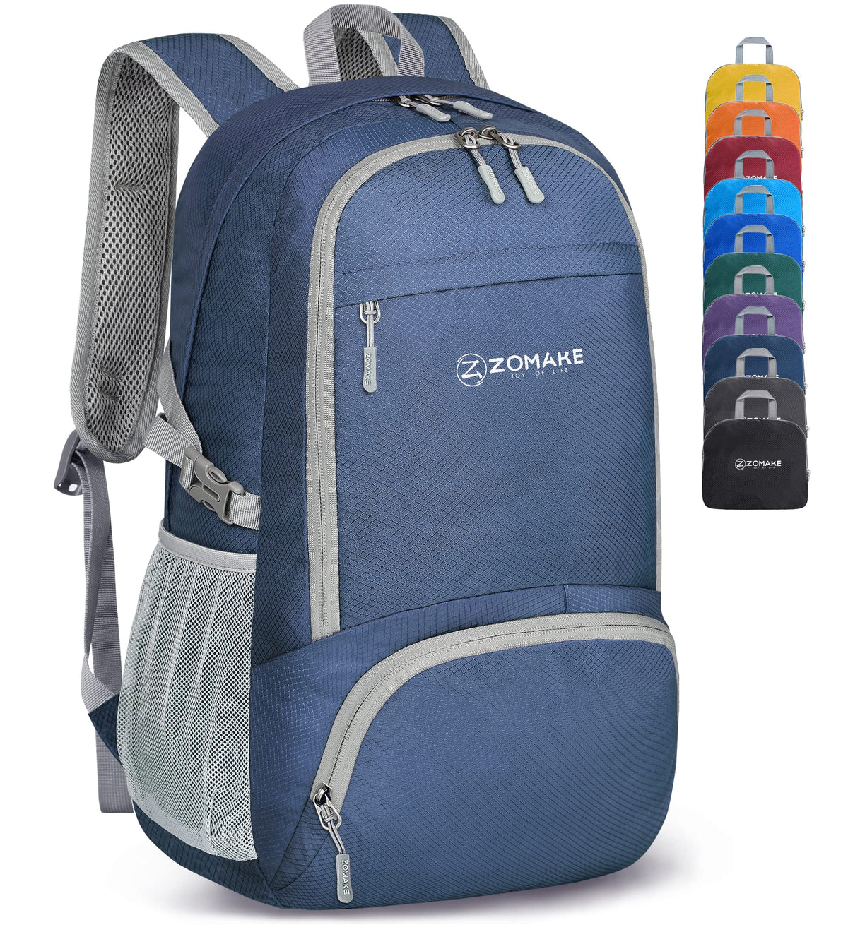 ZOMAKE Leicht Faltbarer Rucksack Packbare Backpacks 30 L,Kleiner Faltbar Wanderrucksack Wasserdicht für Damen Herren Outdoor Wandern (Marineblau)