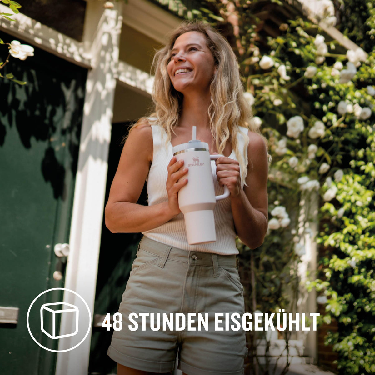 STANLEY 1913 Quencher H2.0 Flowstate Trinkflasche Mit Strohhalm 1.2L - Thermobecher Kühlt 11 Stunden - 48 Stunden Eisgekühlt - Spülmaschinenfest - Thermosflasche BPA Frei - Edelstahl - Rose