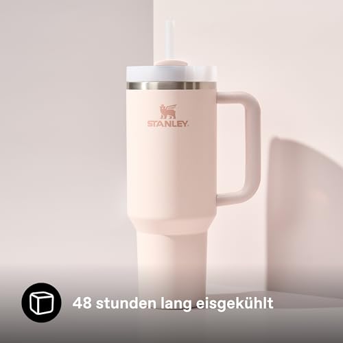 STANLEY 1913 Quencher H2.0 Flowstate Trinkflasche Mit Strohhalm 1.2L - Thermobecher Kühlt 11 Stunden - 48 Stunden Eisgekühlt - Spülmaschinenfest - Thermosflasche BPA Frei - Edelstahl - Rose