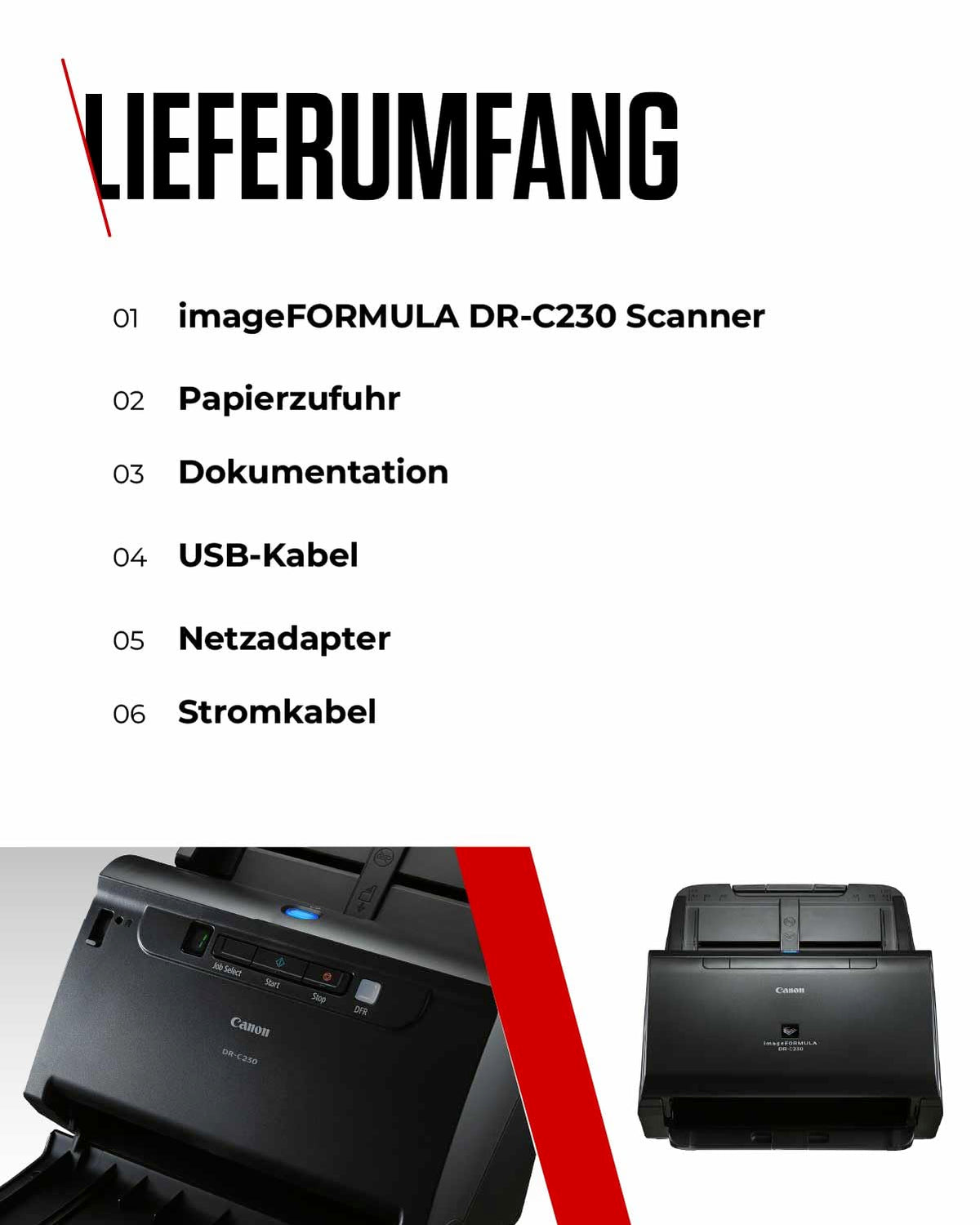 Canon imageFORMULA DR-C230 Duplex-Dokumentenscanner für Büro