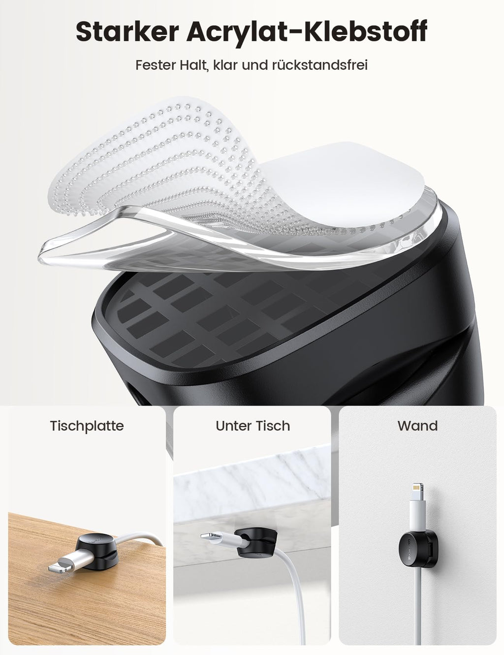 [6 Stück] Lamicall Kabelhalter Kabelclips Selbstklebend, Kabel Organizer