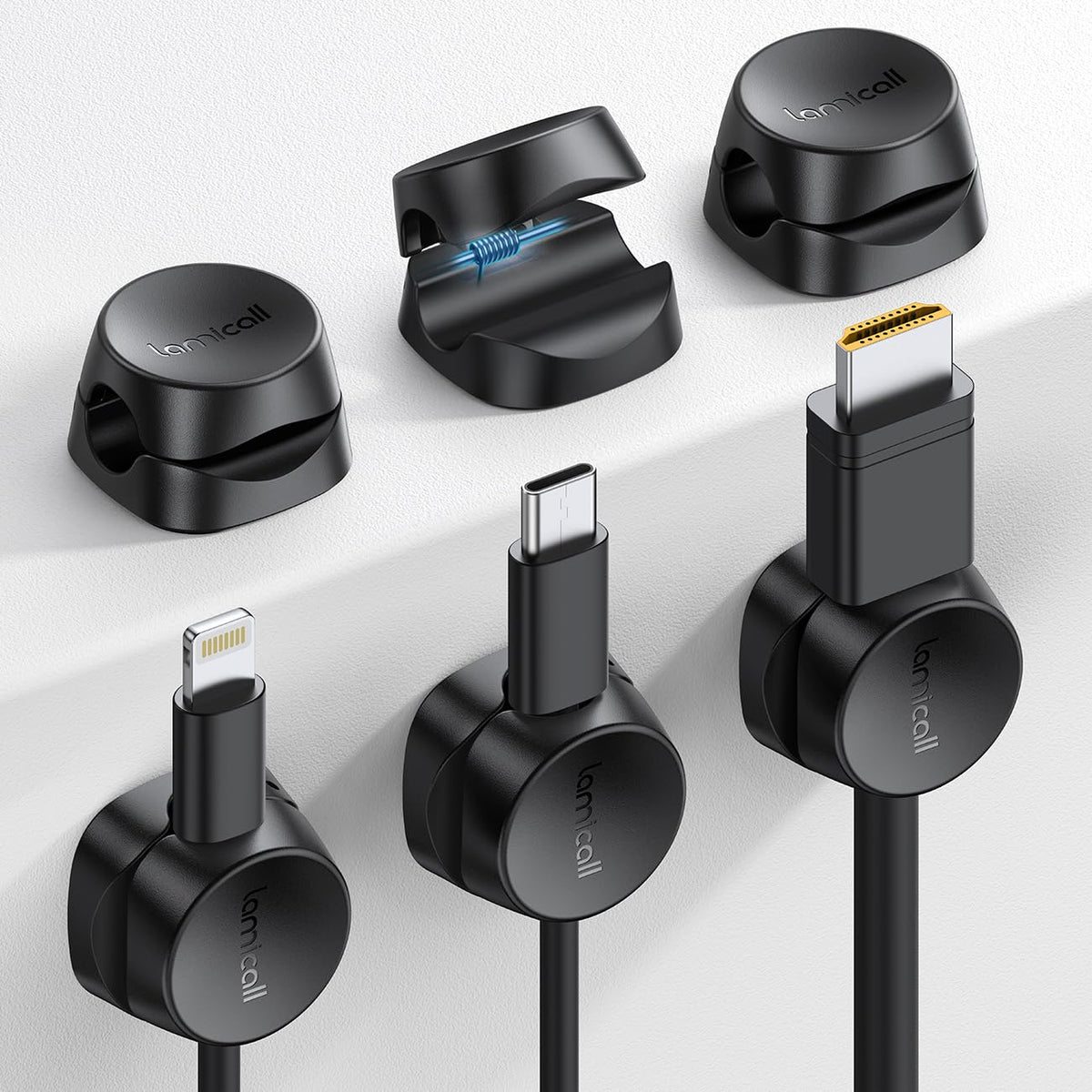 [6 Stück] Lamicall Kabelhalter Kabelclips Selbstklebend, Kabel Organizer