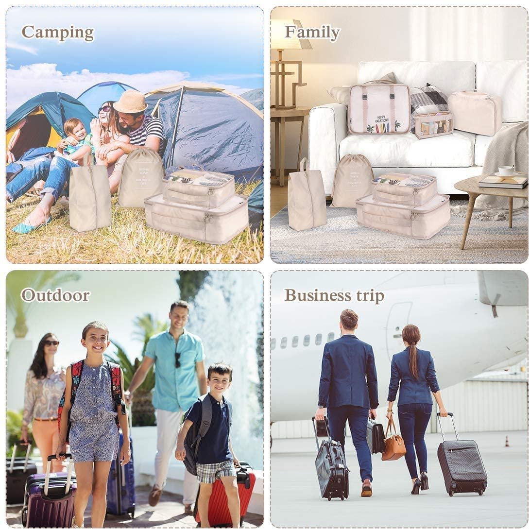 Reise-Verpackungswürfel, 8-teiliges Set Reisewürfel, faltbare Gepäckaufbewahrungstasche, leichte Gepäckaufbewahrungstasche (Grau)