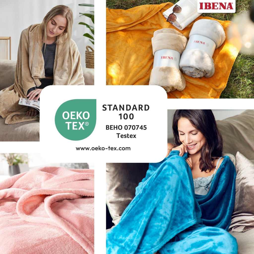 Ibena Kuscheldecke Olbia 150x200 cm - flauschig, warm & waschbar, Fleecedecke Oliv einfarbig