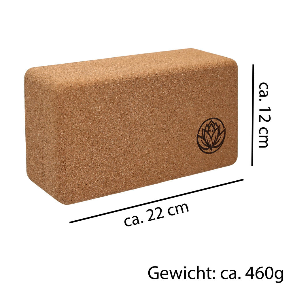 VonBueren Yoga Block Kork, Yoga Block, 22 x 12 x 7,5 cm, Yogablock