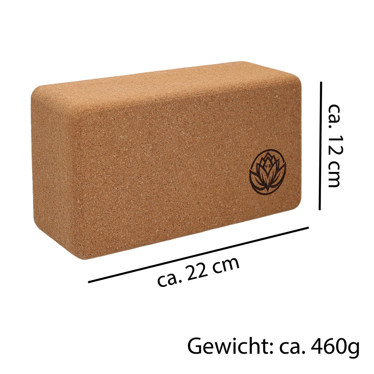 VonBueren Yoga Block Kork, Yoga Block, 22 x 12 x 7,5 cm, Yogablock