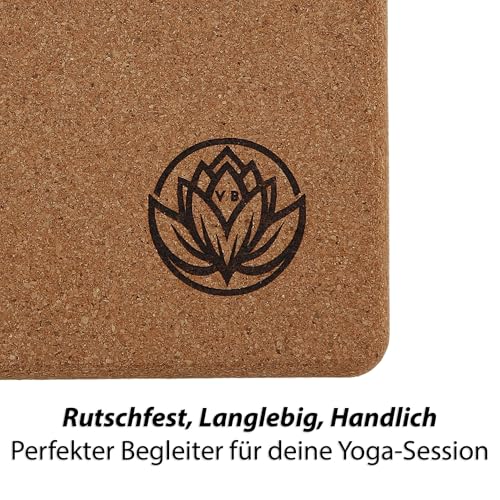 VonBueren Yoga Block Kork, Yoga Block, 22 x 12 x 7,5 cm, Yogablock