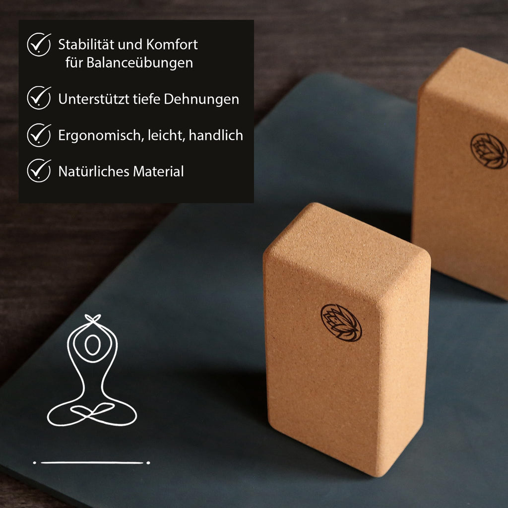 VonBueren Yoga Block Kork, Yoga Block, 22 x 12 x 7,5 cm, Yogablock