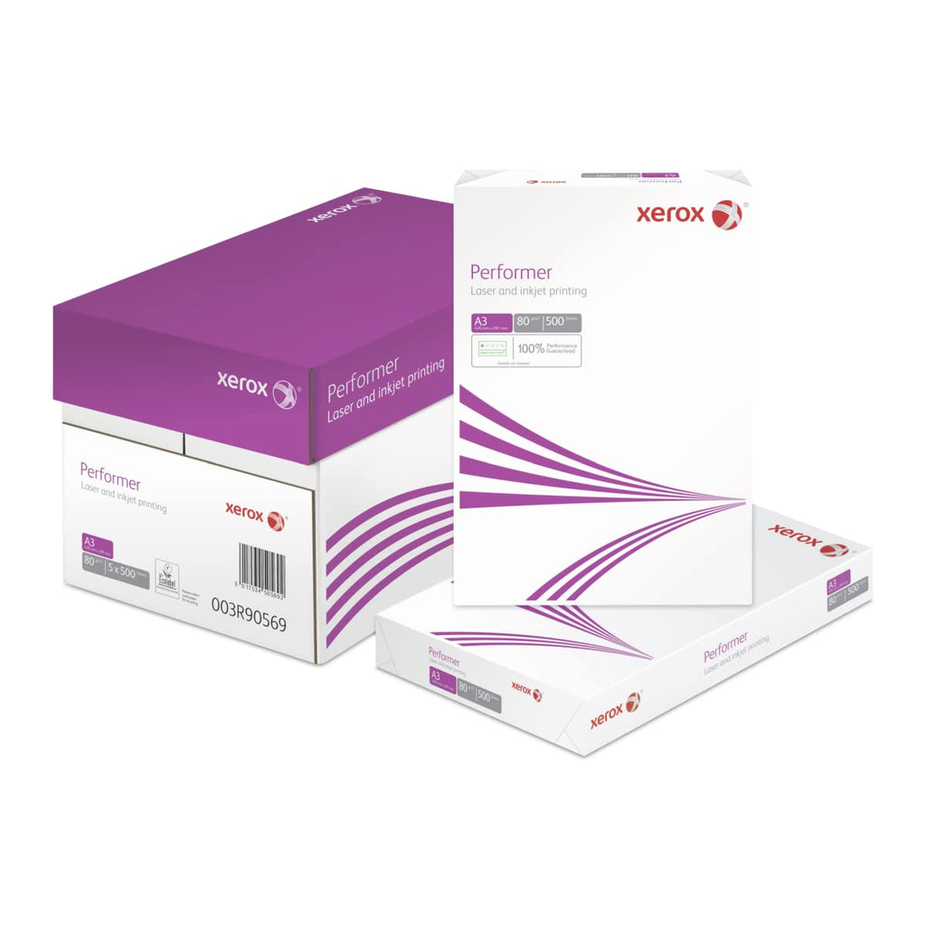 Xerox 003R90569 Performer Kopierpapier Druckerpapier Universalpapier DIN A3, 80 g/m², 500 Blatt, weiß