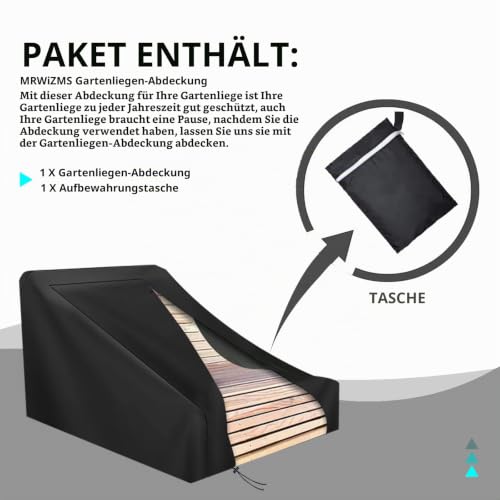 Abdeckung für Gartenliege, 420D Oxford-Stoff Waldsofa, Wasserdicht, Winddicht, Holzliege Geschwungen (205x185x130cm)