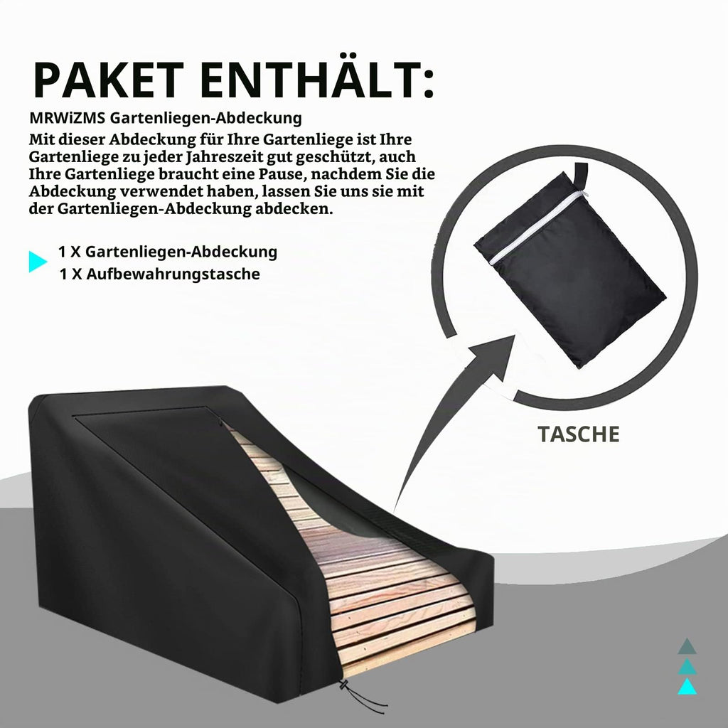 Abdeckung für Gartenliege, 420D Oxford-Stoff Waldsofa, Wasserdicht, Winddicht, Holzliege Geschwungen (205x185x130cm)
