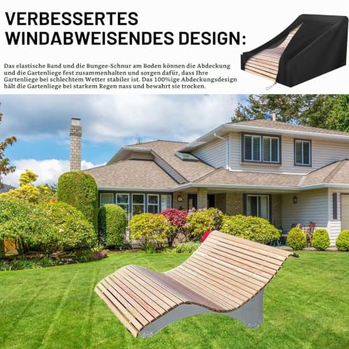 Abdeckung für Gartenliege, 420D Oxford-Stoff Waldsofa, Wasserdicht, Winddicht, Holzliege Geschwungen (205x185x130cm)