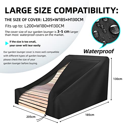 Abdeckung für Gartenliege, 420D Oxford-Stoff Waldsofa, Wasserdicht, Winddicht, Holzliege Geschwungen (205x185x130cm)